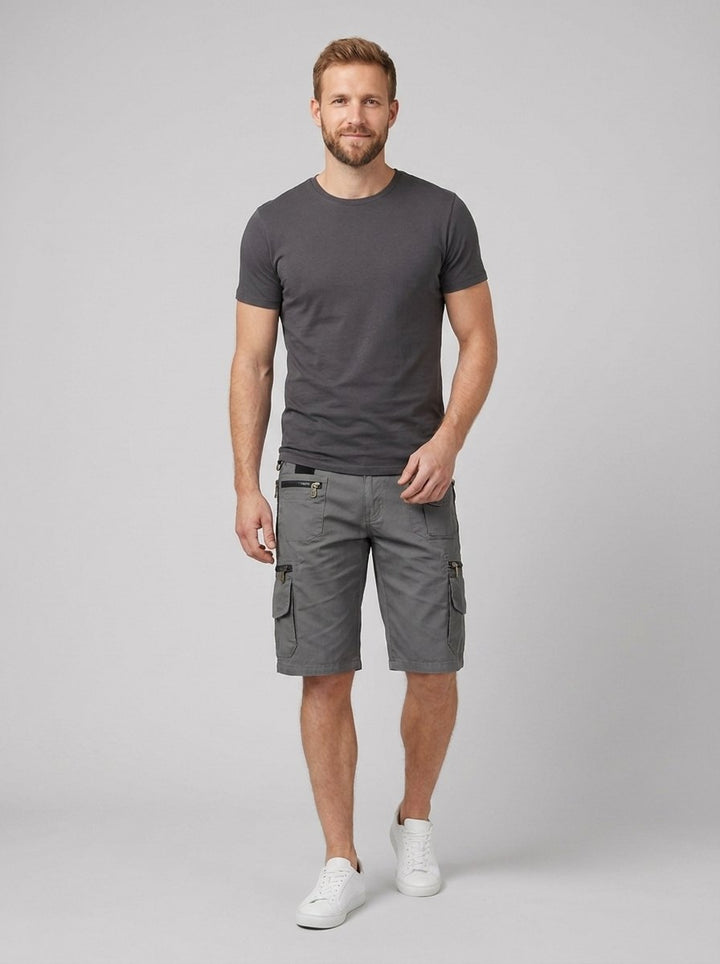 Maverick men's multi-pocket cargo shorts in gray