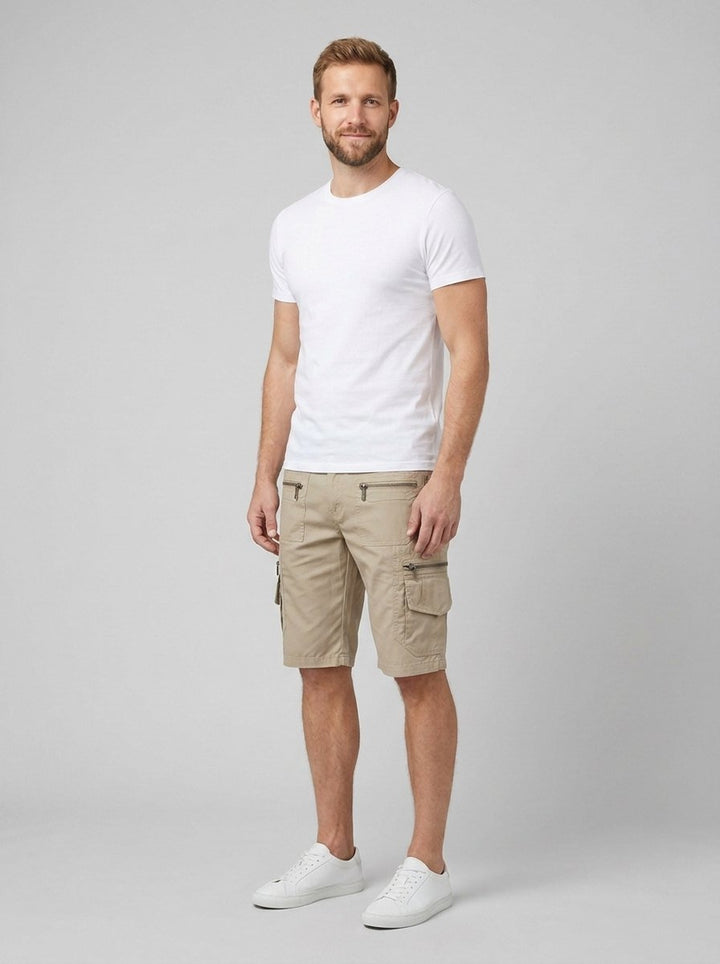 Maverick men's multi-pocket cargo shorts in khaki