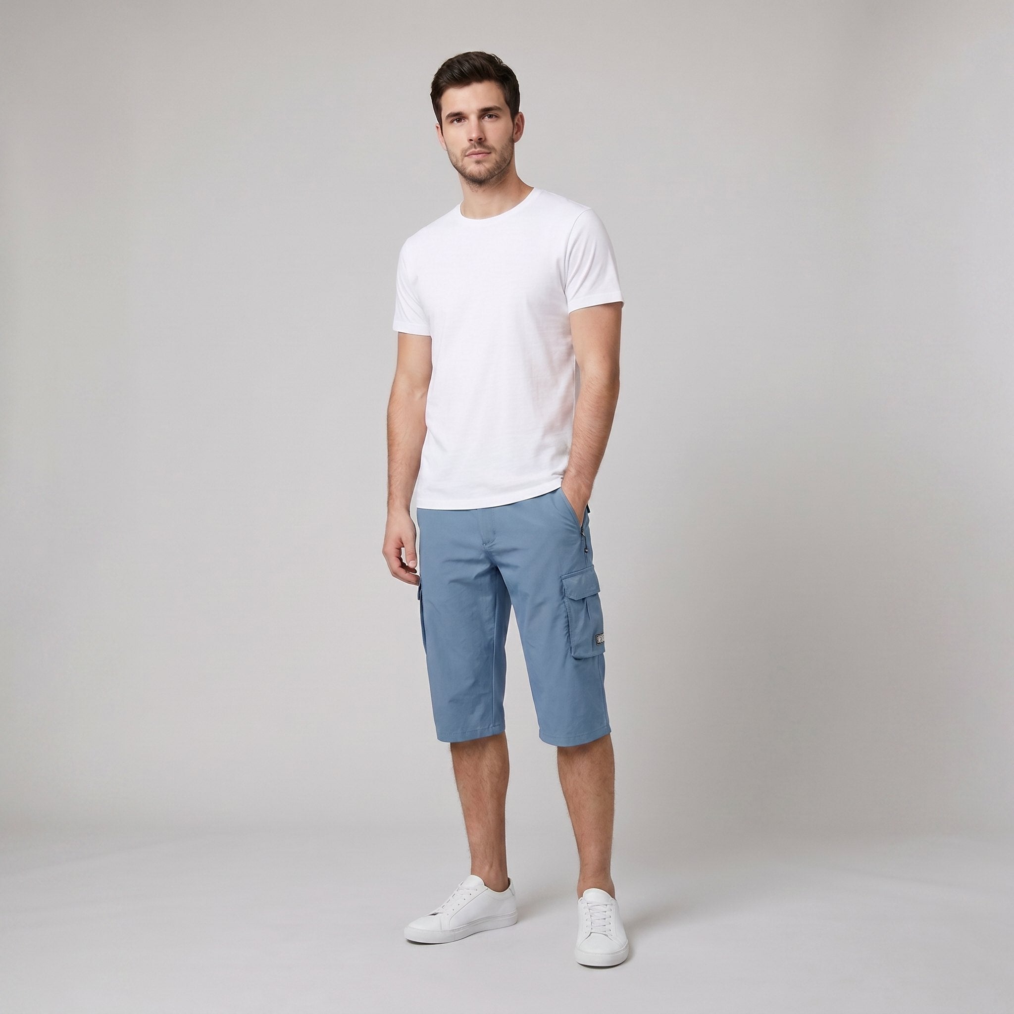 Maverick men's cargo shorts light blue