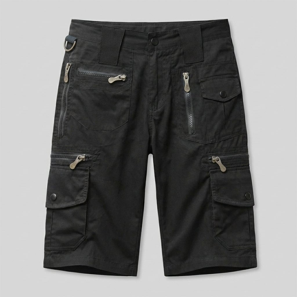 Maverick cargo shorts flat lay black