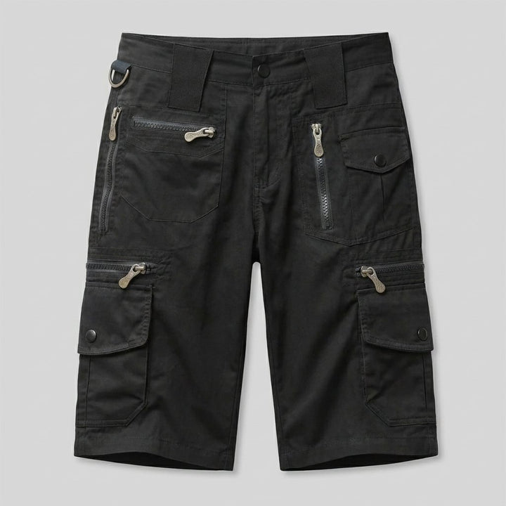 Maverick cargo shorts flat lay black