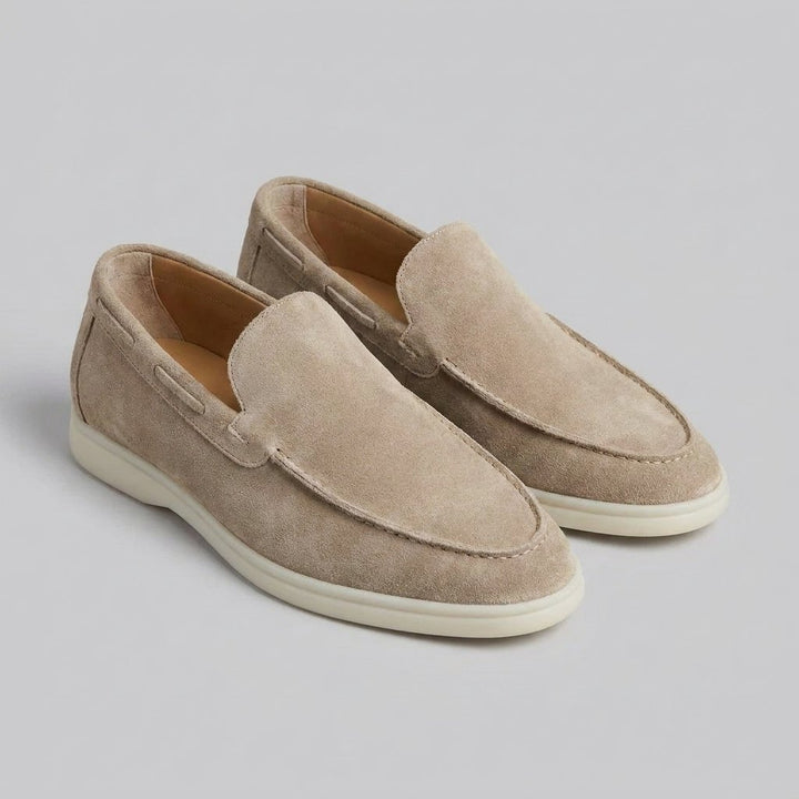 Maverick men's frosted suede loafers in beige