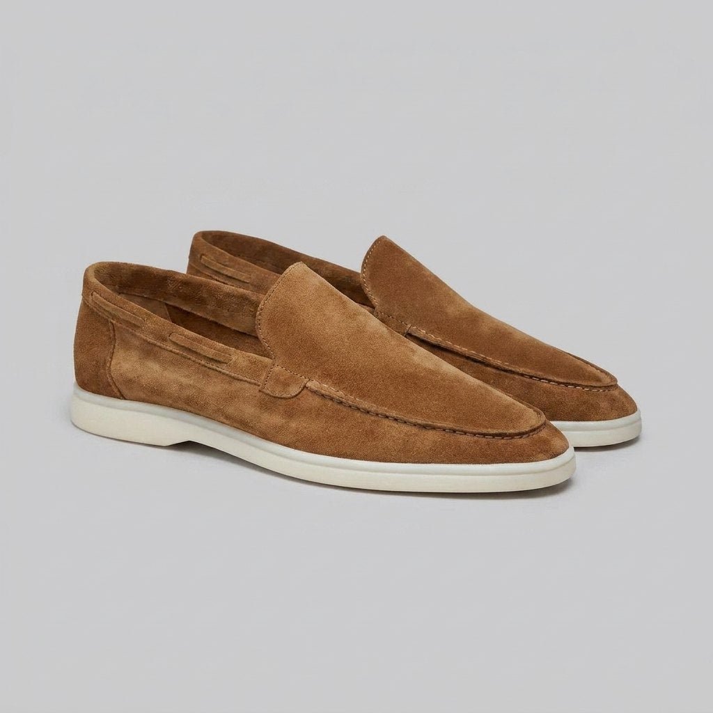 Maverick men's frosted suede loafers in brown