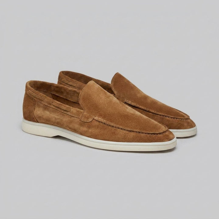 Maverick men's frosted suede loafers in brown
