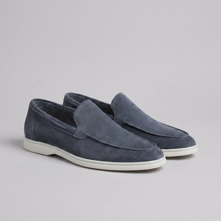 Maverick men's frosted suede loafers in dark gray