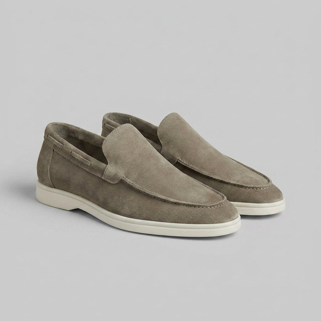 Maverick men's frosted suede loafers in olive gray