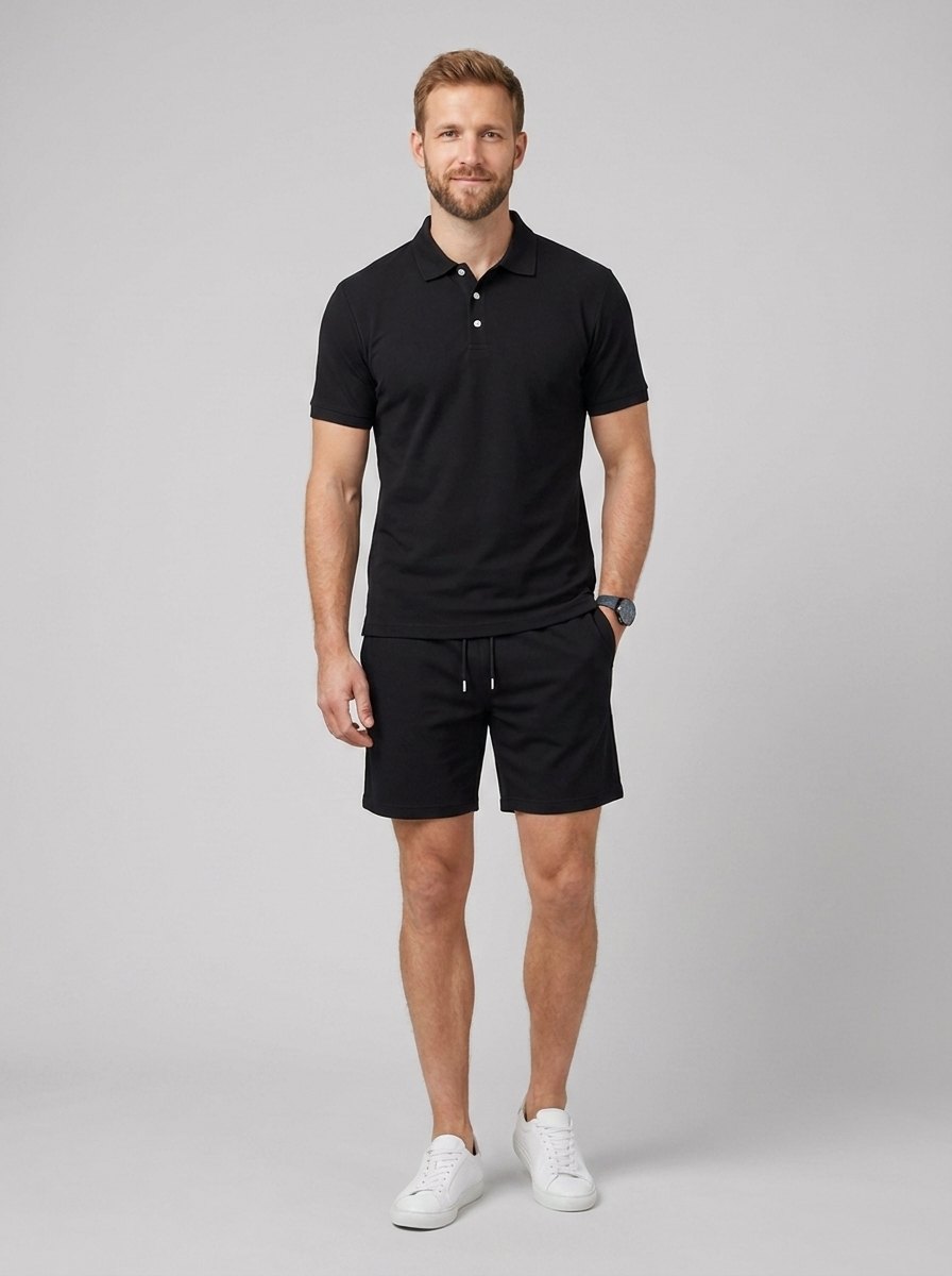 Maverick polo and shorts set black