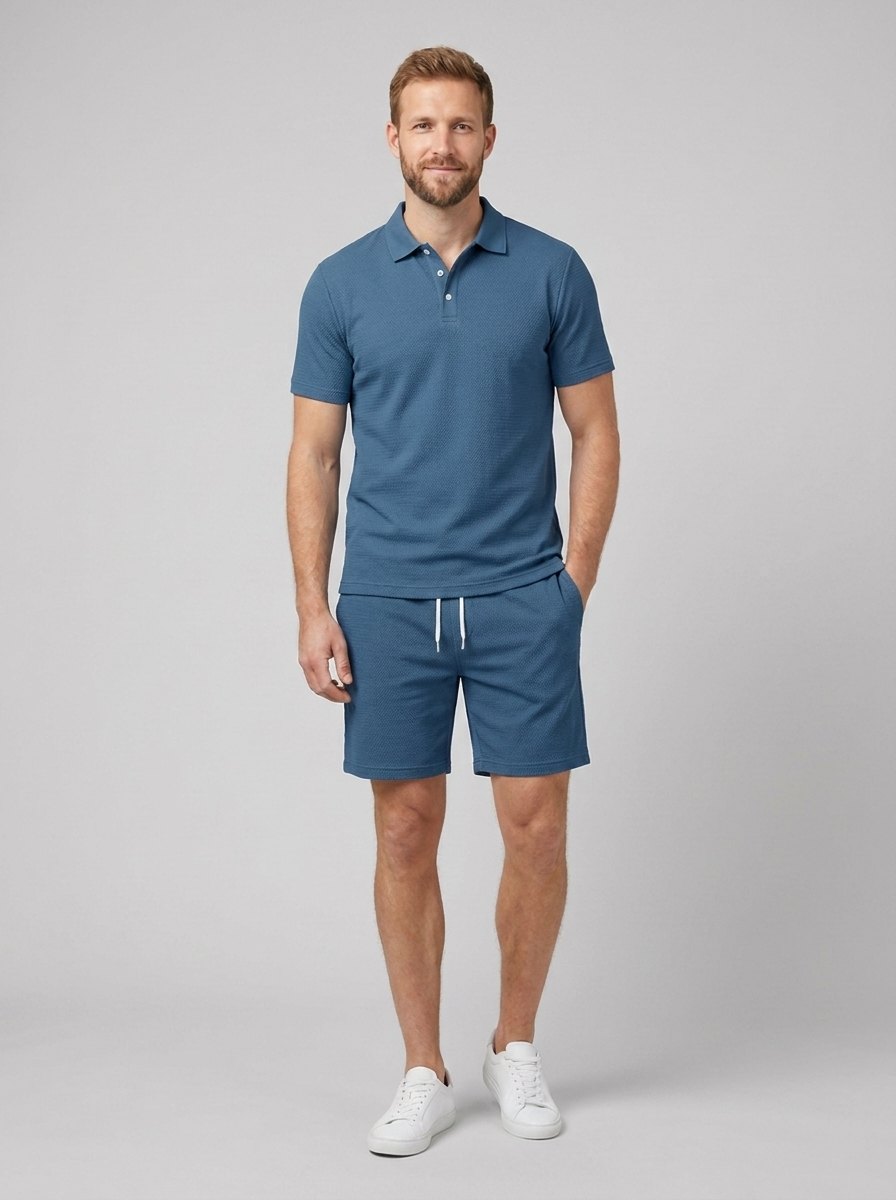 Maverick polo and shorts set blue