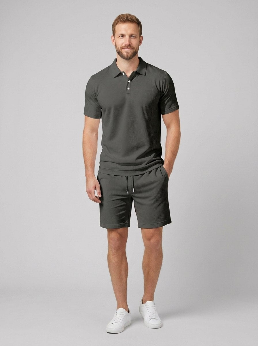 Maverick polo and shorts set dark gray