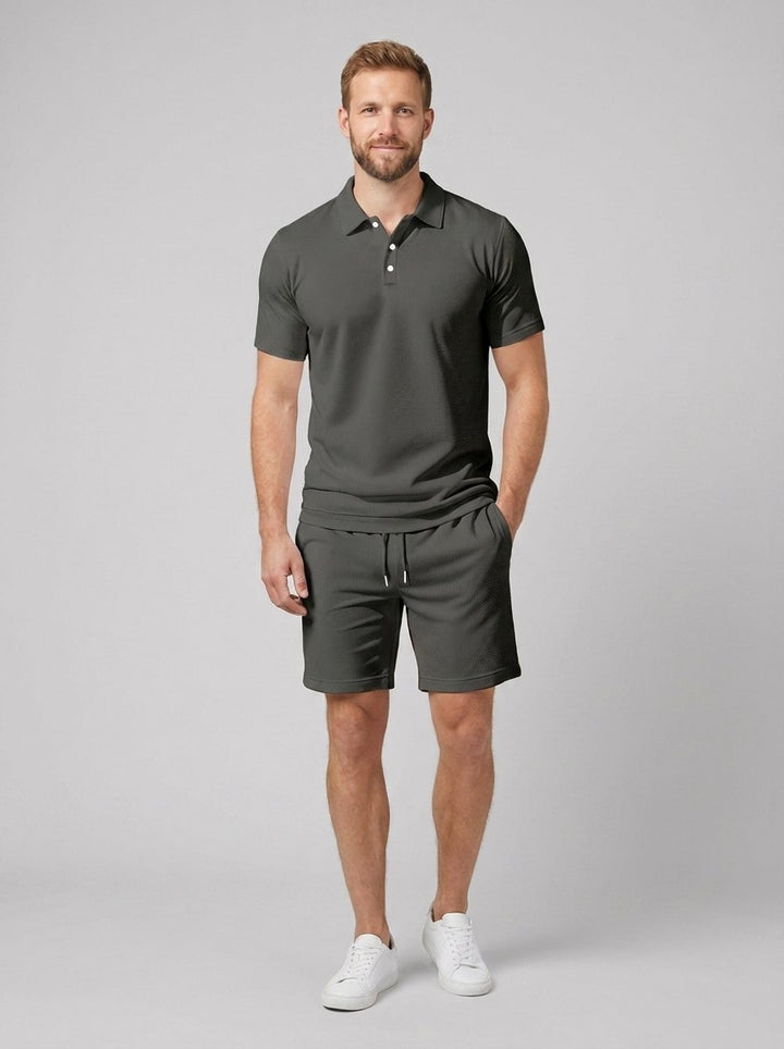 Maverick polo and shorts set dark gray