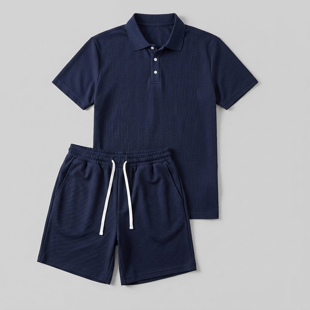Maverick polo and shorts set flat lay