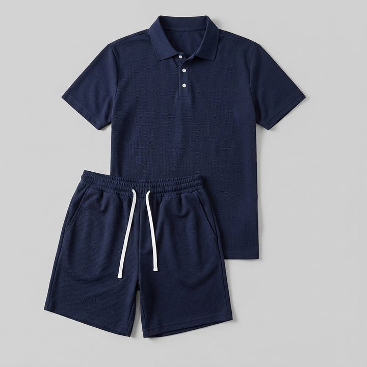 Maverick polo and shorts set flat lay