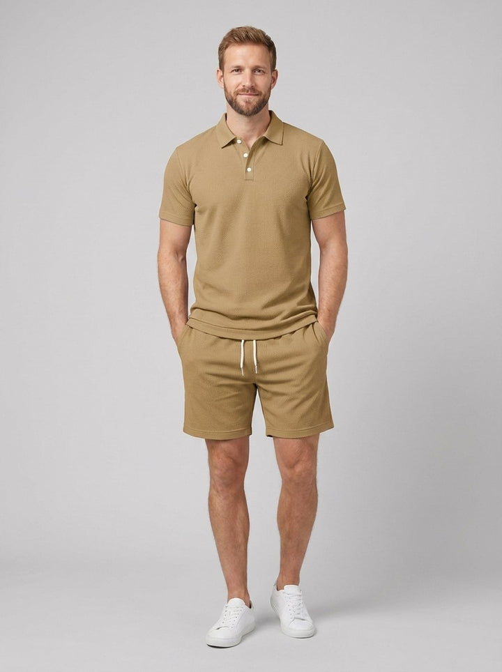 Maverick polo and shorts set khaki