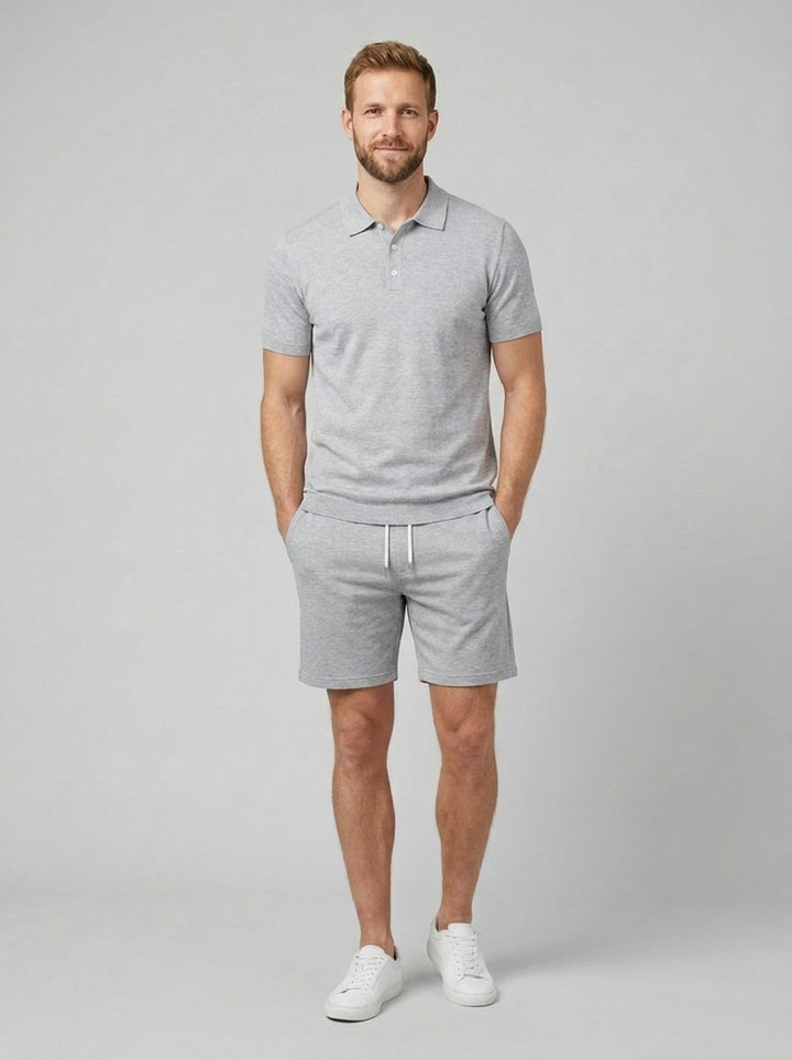 Maverick polo and shorts set light gray