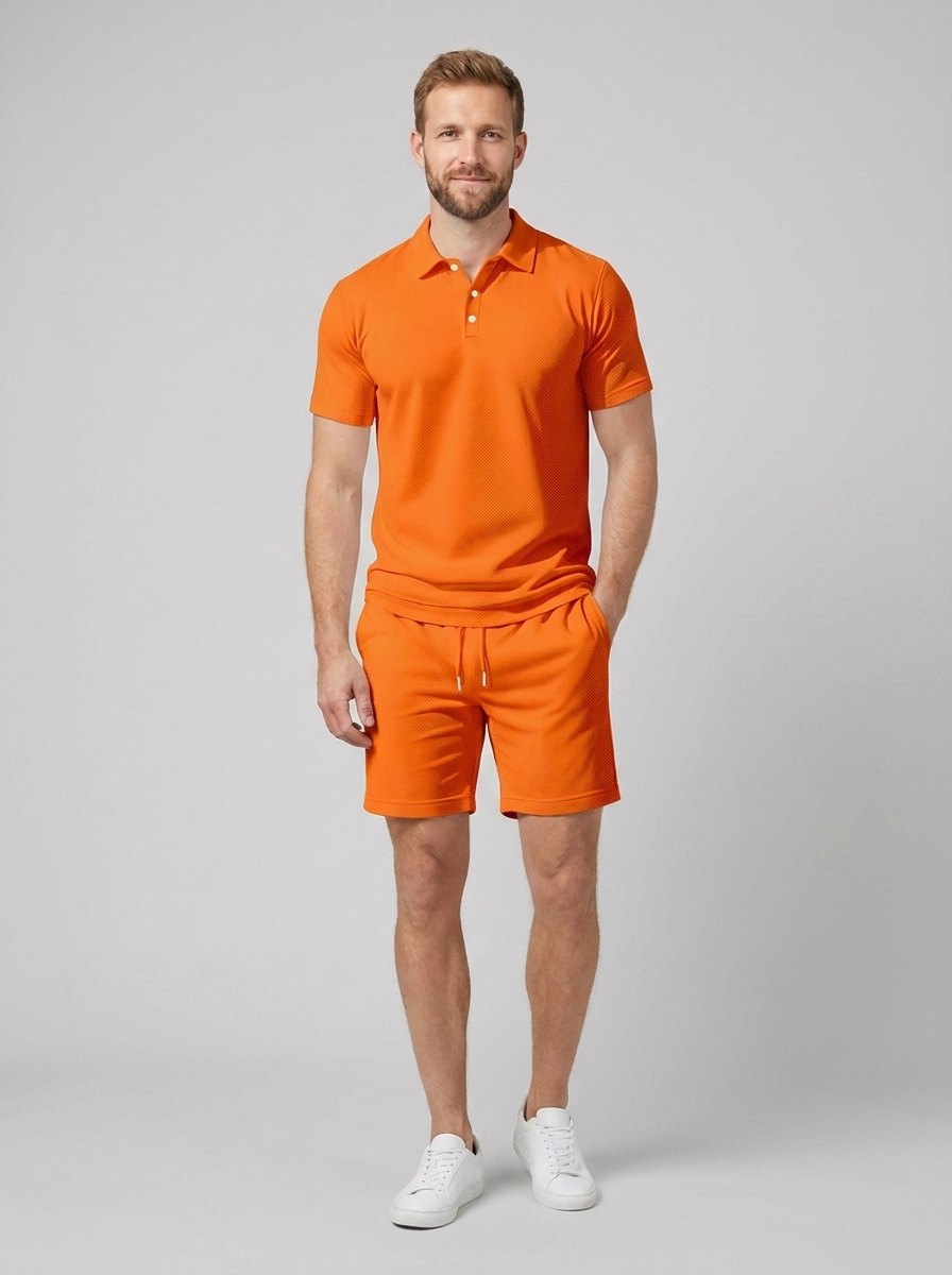 Maverick polo and shorts set orange