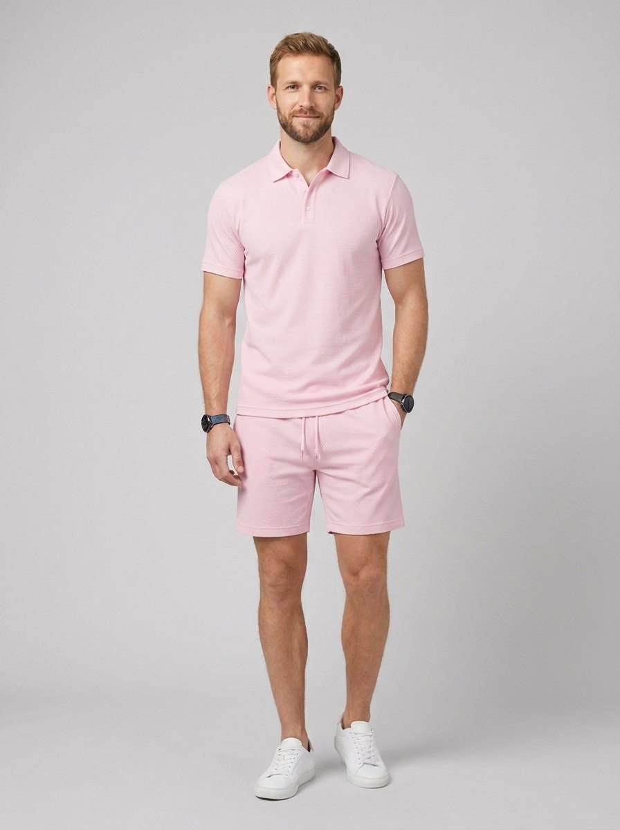 Maverick polo and shorts set light pink