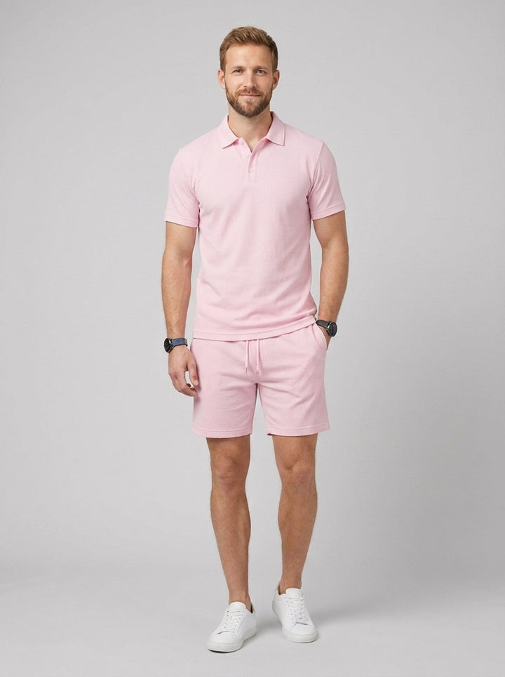 Maverick polo and shorts set light pink