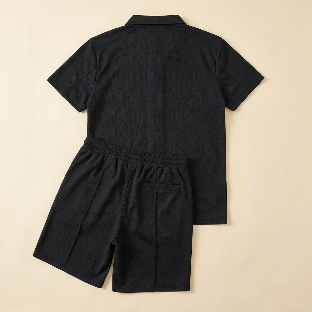 Maverick zipper polo and shorts set back view