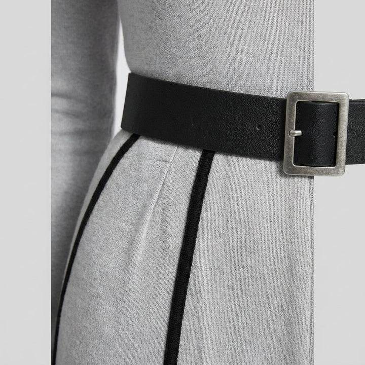 Mela knit set fabric and belt detail