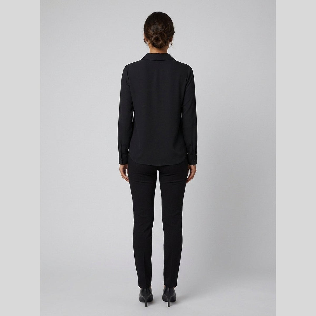 Button-front blouse, back view showing the regular fit