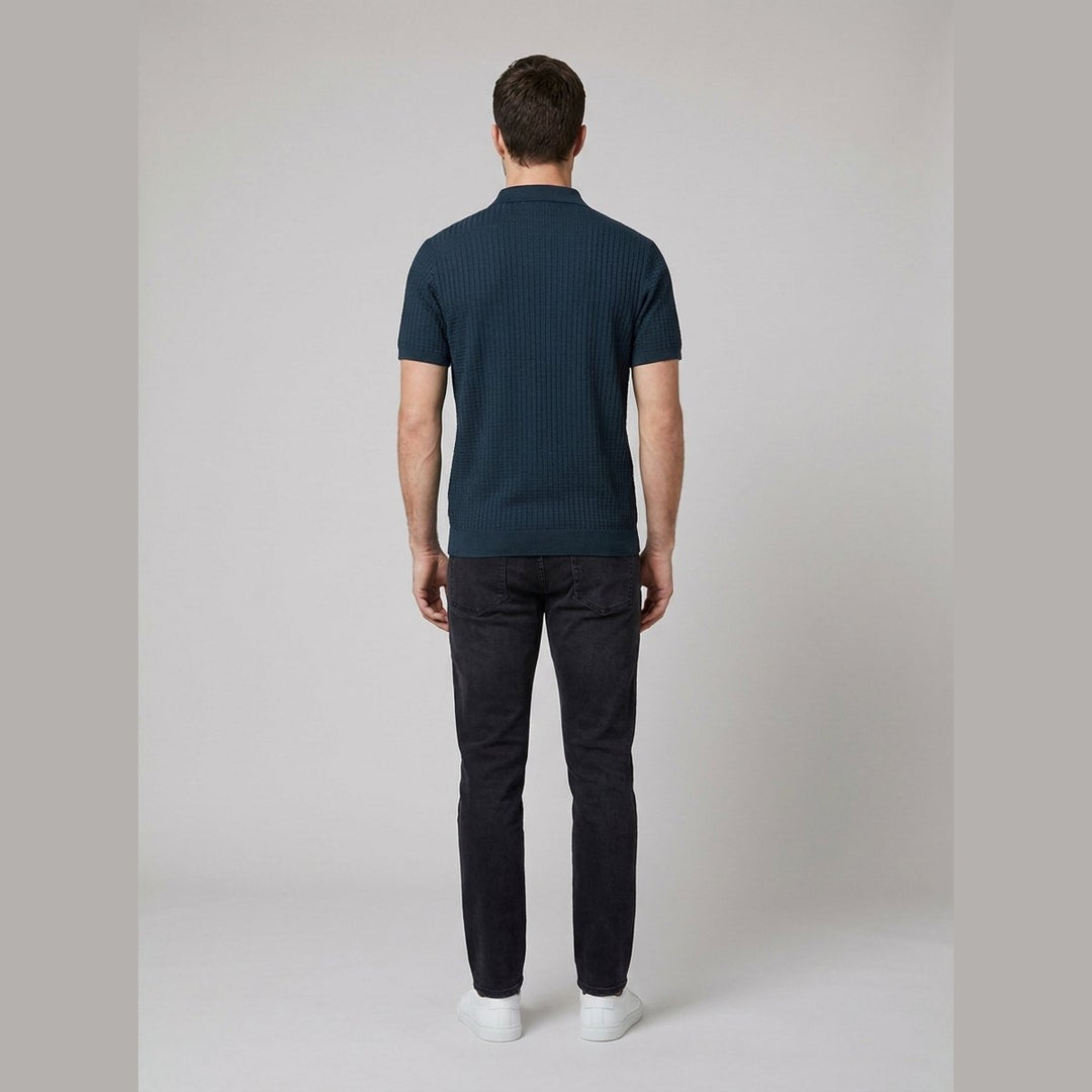Golf polo shirt seen from behind on model