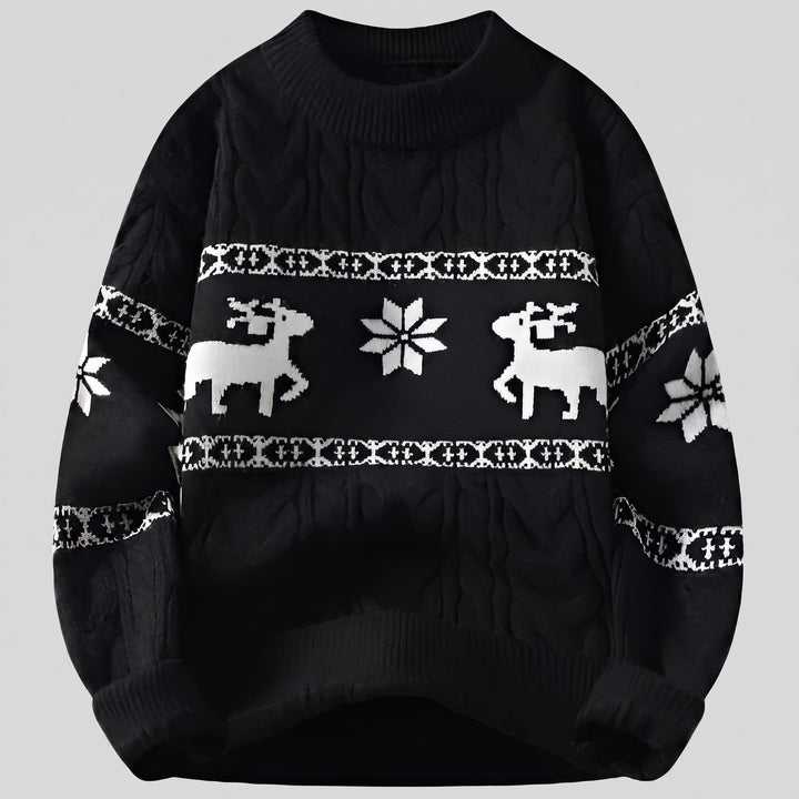 Mighty Moose reindeer sweater product flat lay