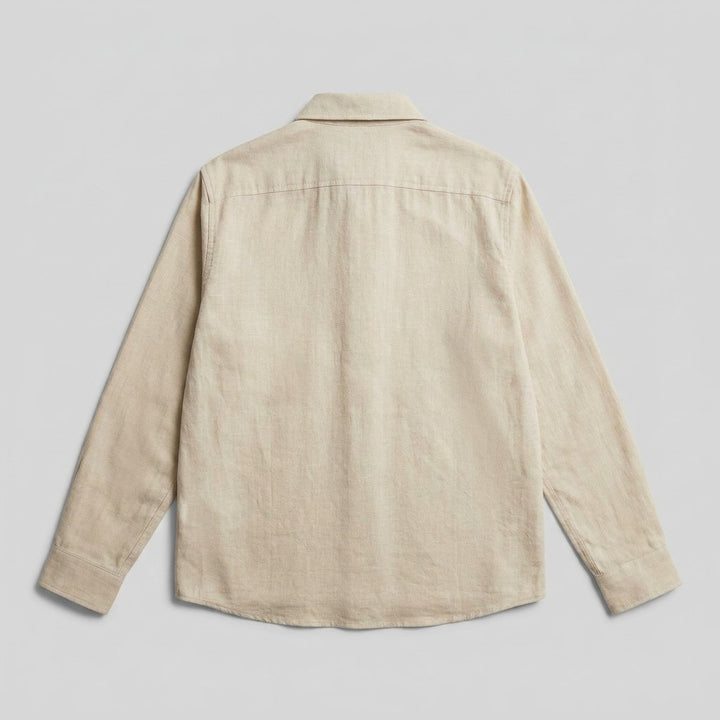 Milo cotton-linen overshirt back view flat-lay