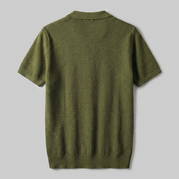 Milo knit polo shirt back view flat-lay