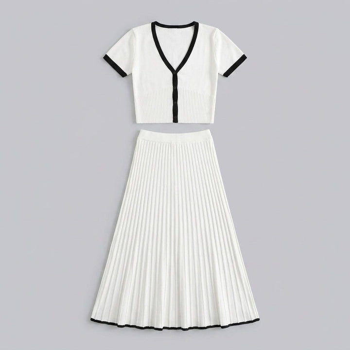 Mina white knit two-piece set product flat-lay