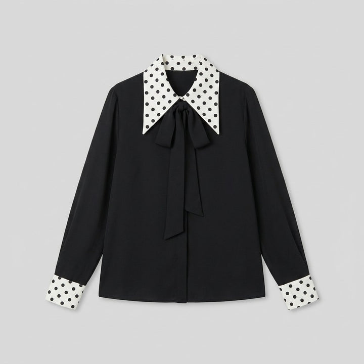 Mira black bow blouse product flat lay