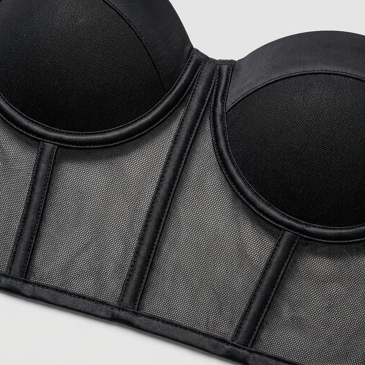 Mira mesh underwire bustier top fabric and boning detail close-up
