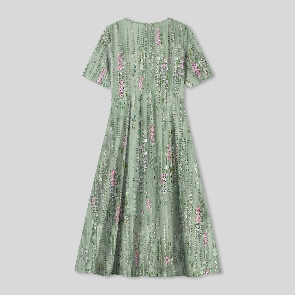 Mira floral V-neck midi dress back view