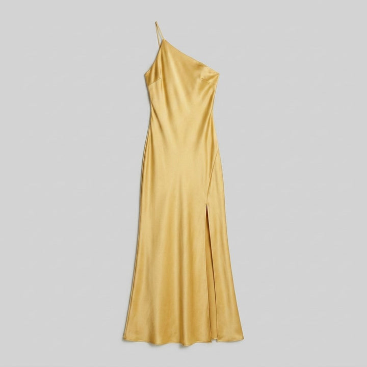 Mira satin open-back maxi product flat-lay