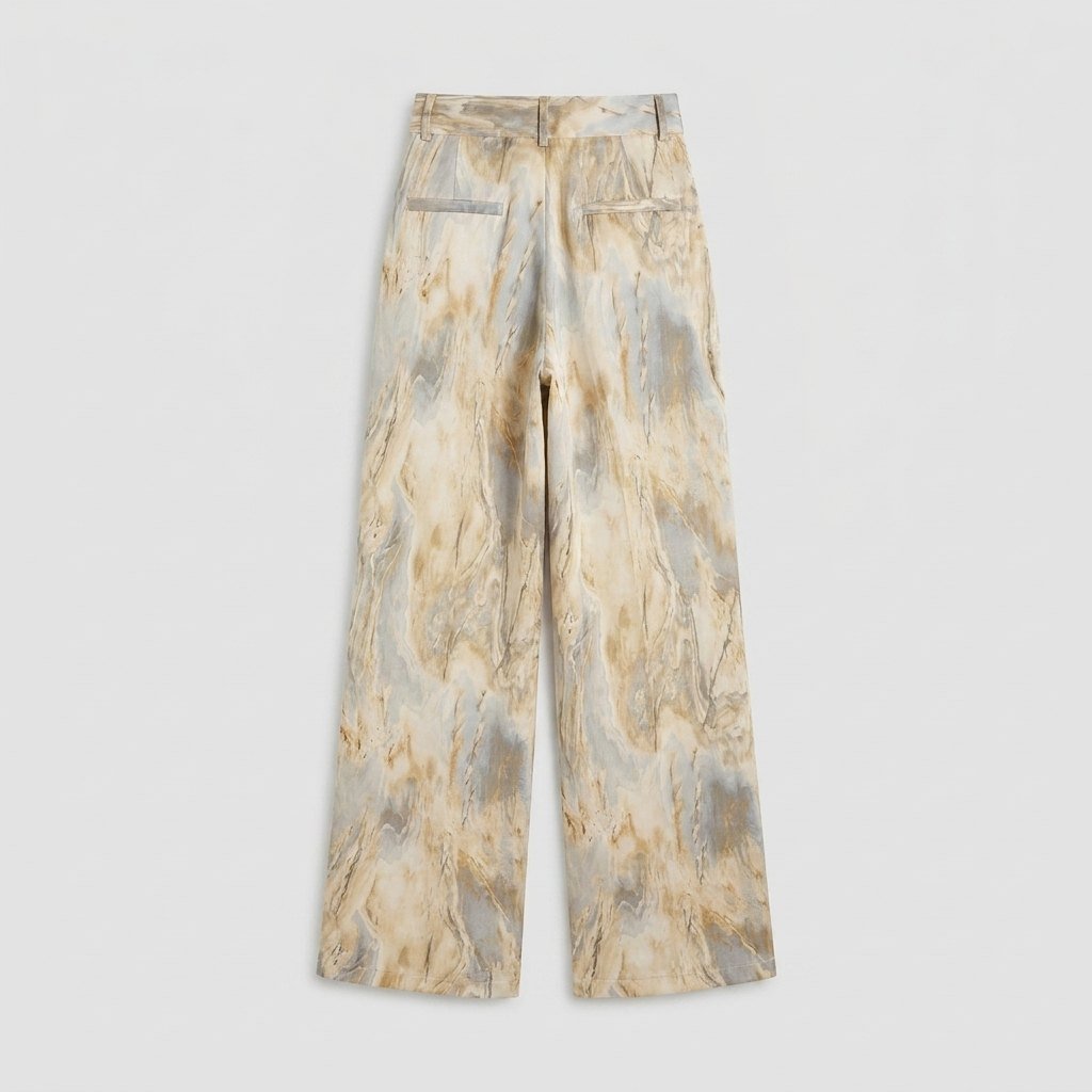 Mira marble print high waisted pants back view