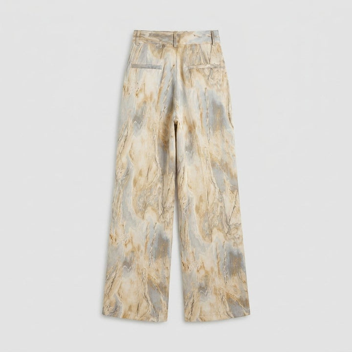 Mira marble print high waisted pants back view