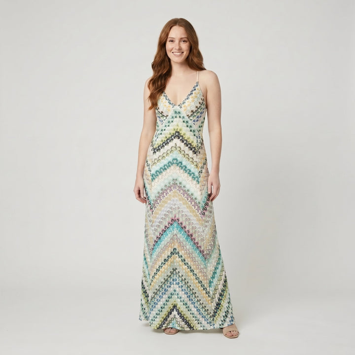 Mira maxi dress herringbone knit green