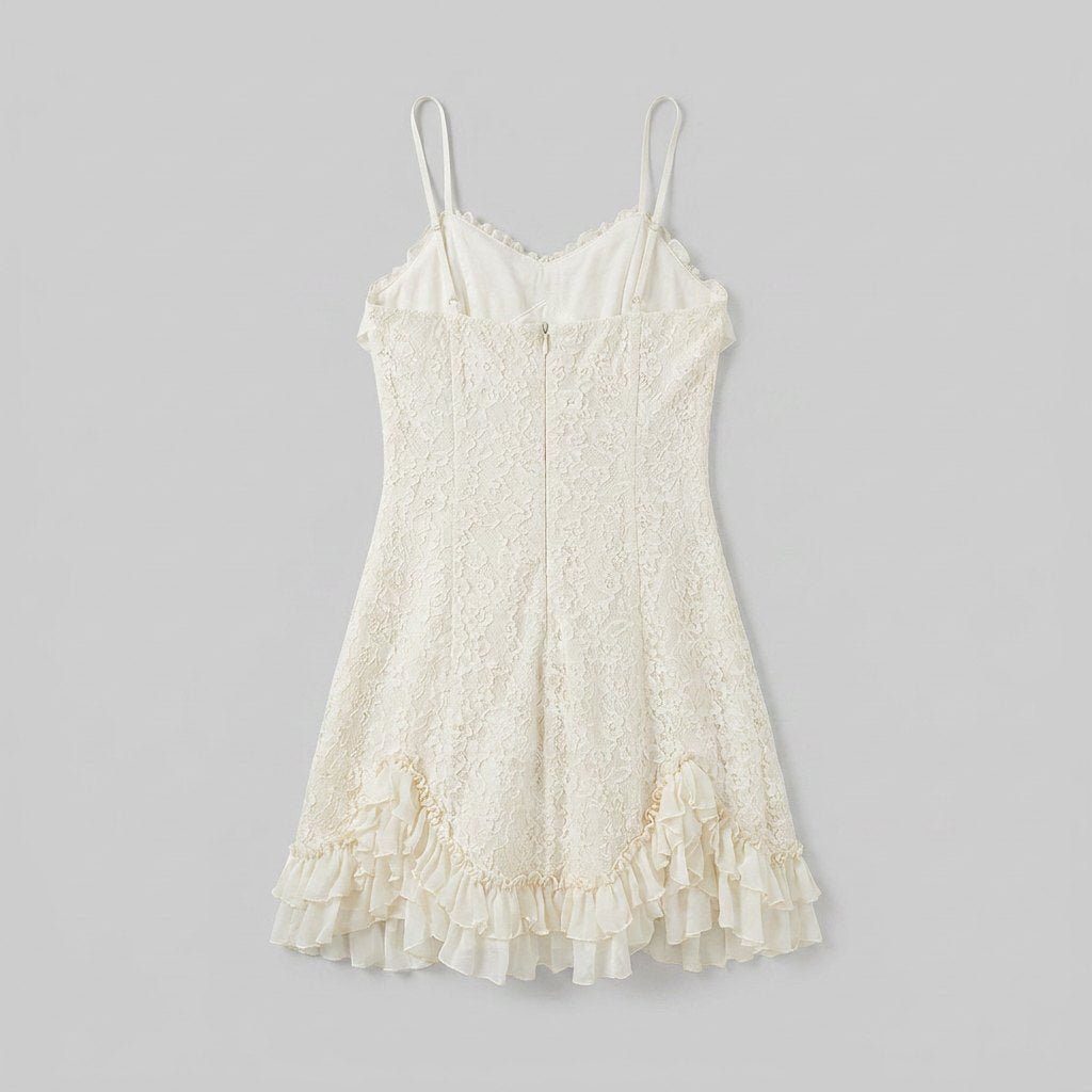 Misty white lace dress back flat lay