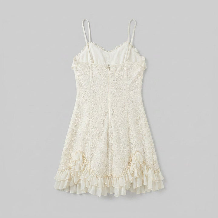 Misty white lace dress back flat lay