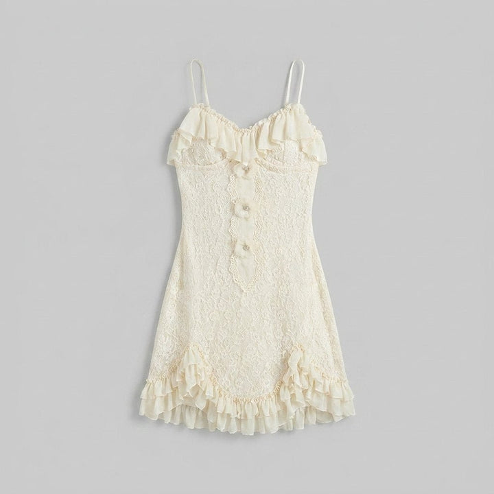 Misty white lace dress flat lay
