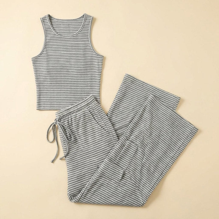 Nolwenn grey tank and midi skirt set, flat lay