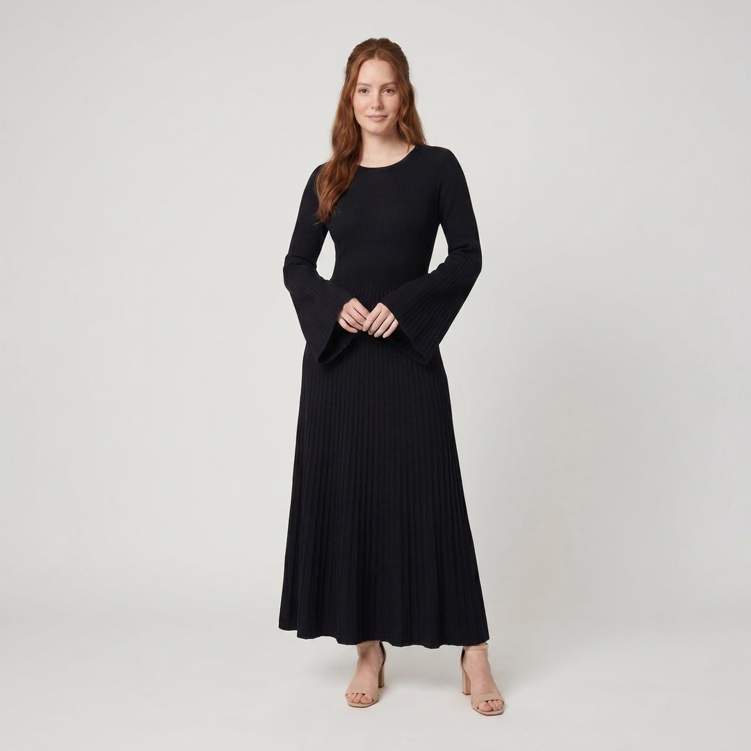 Nori ribbed knit maxi dress black