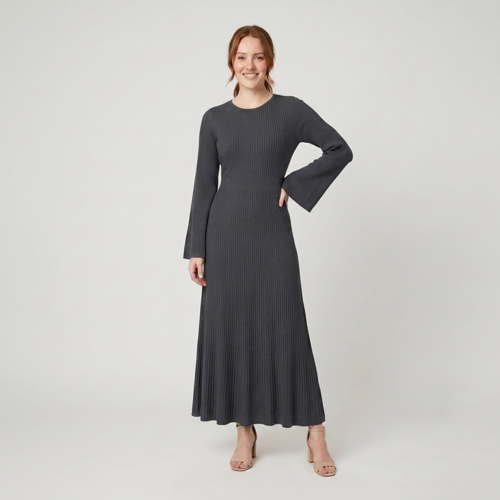Nori ribbed knit maxi dress dark gray