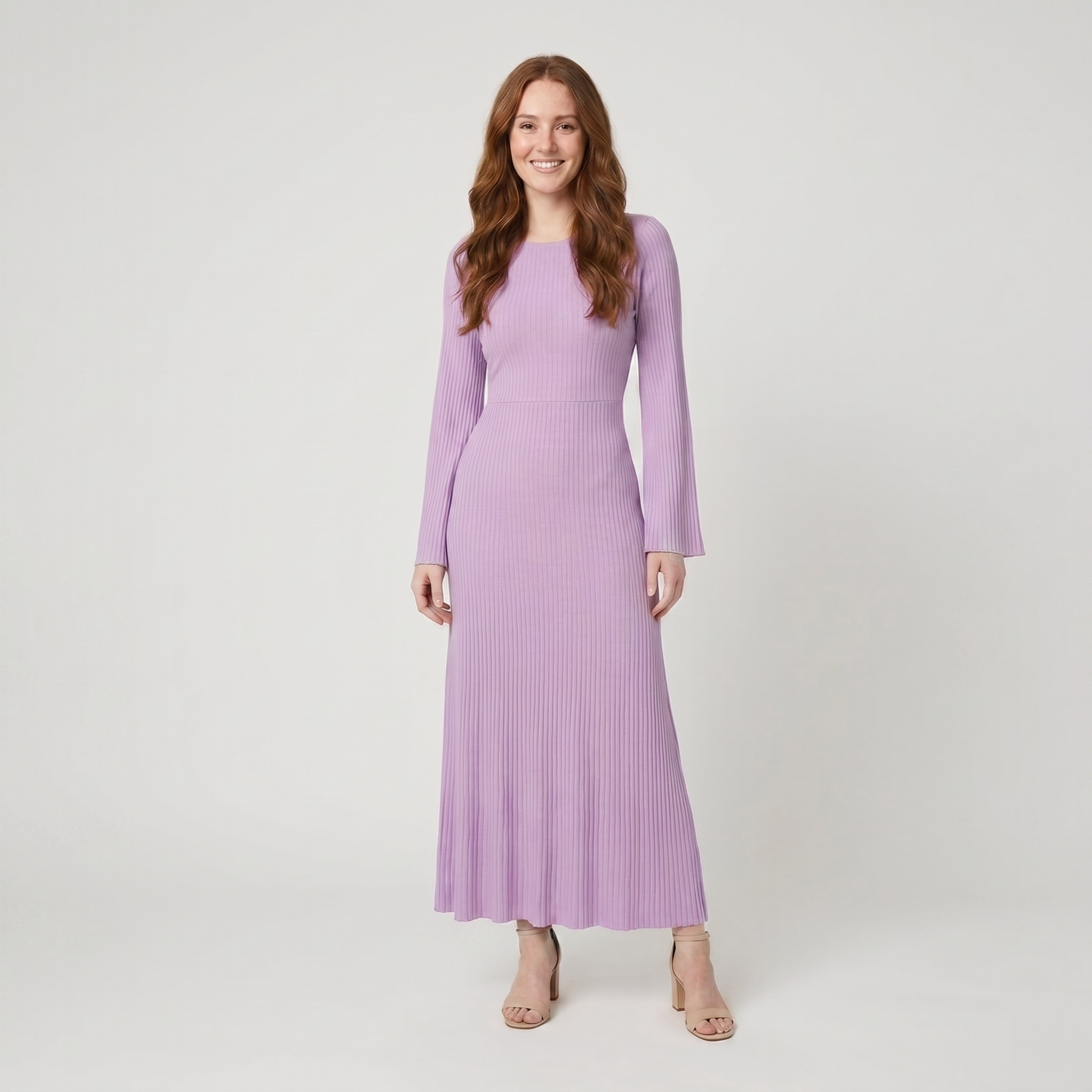 Nori ribbed knit maxi dress violet