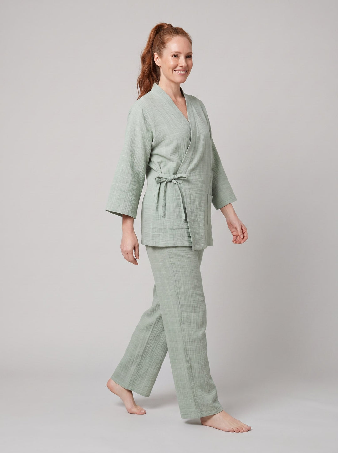 Nuku linen wrap set in mint green