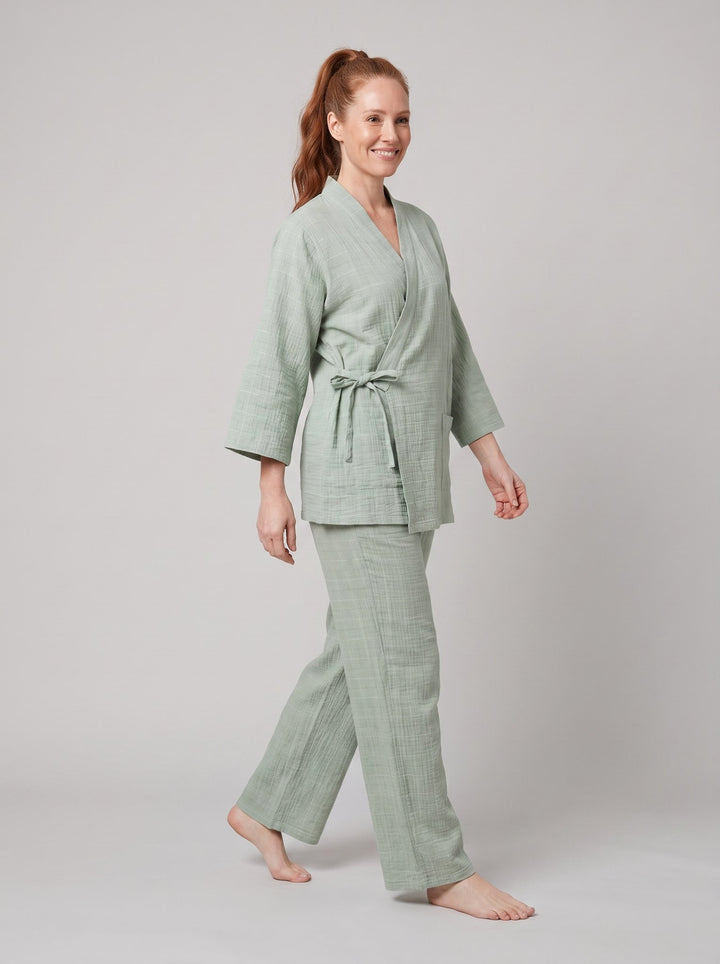 Nuku linen wrap set in mint green