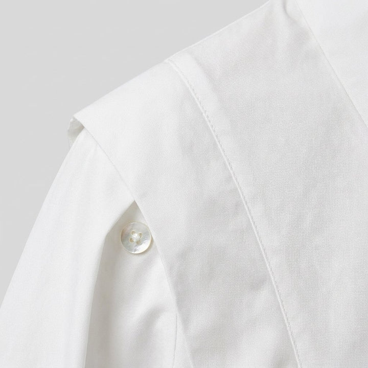 Oasis shirt button and structured shoulder fabric detail