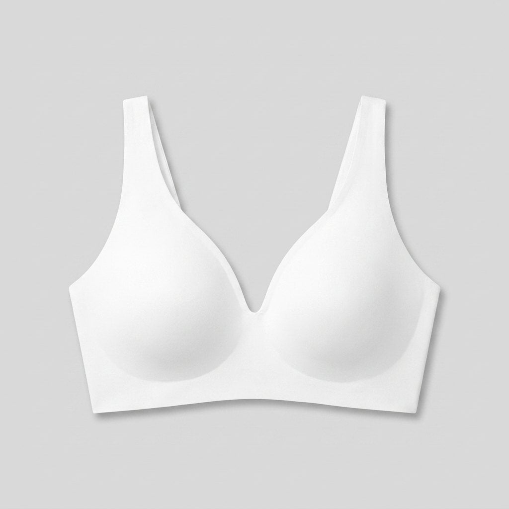 White wireless seamless plunge bra, front view