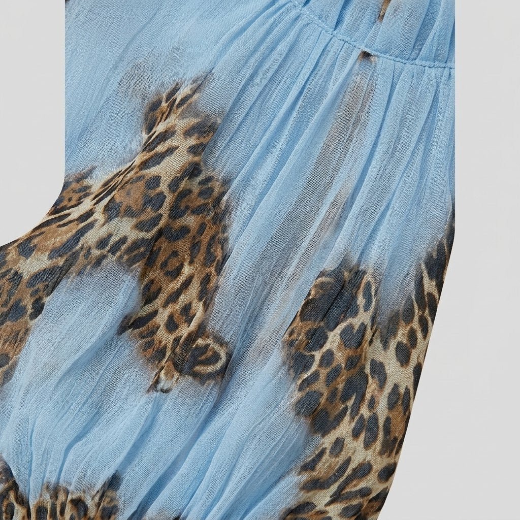 Odile leopard chiffon fabric close-up