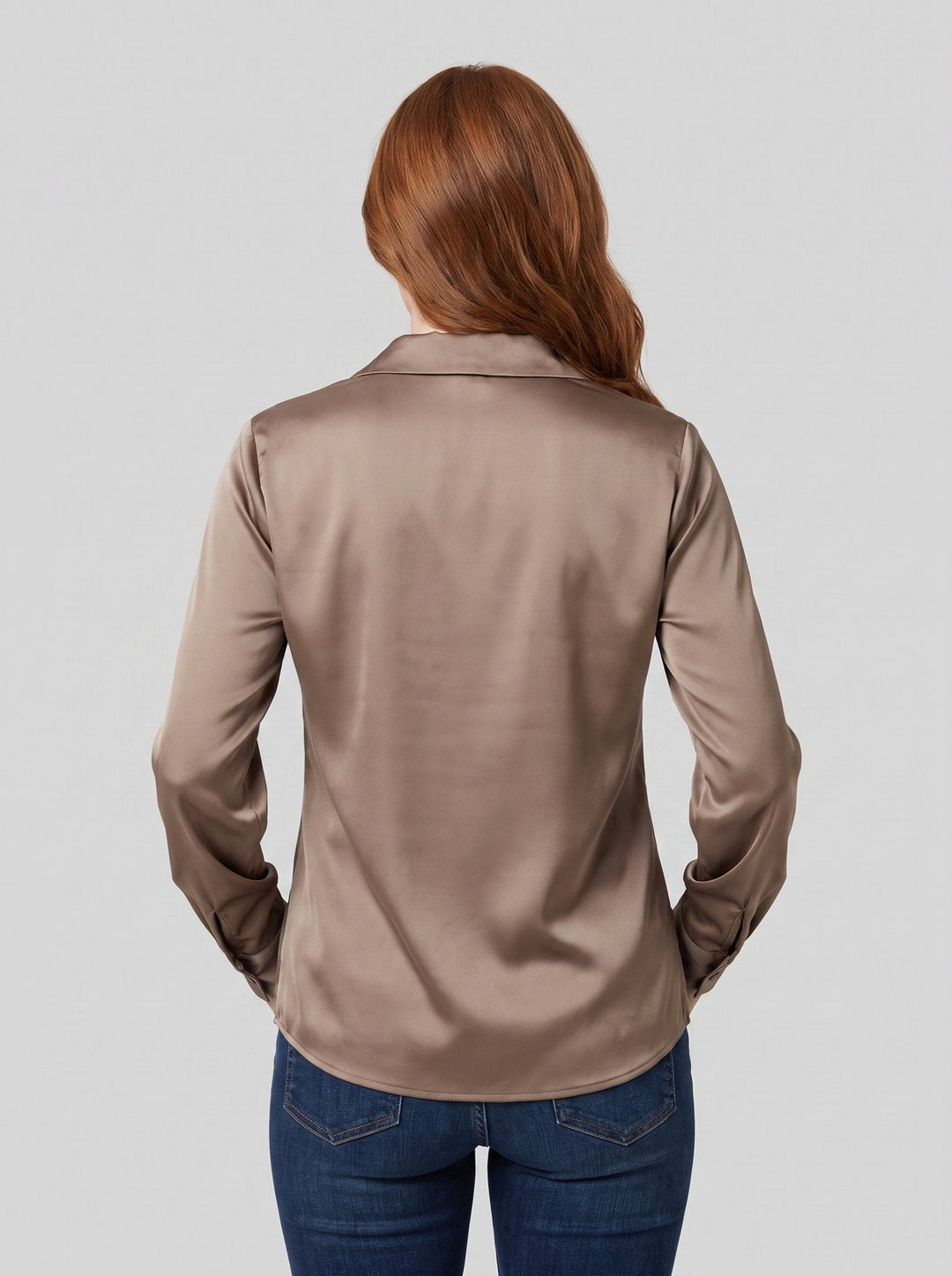 Ottavia satin wrap blouse back view