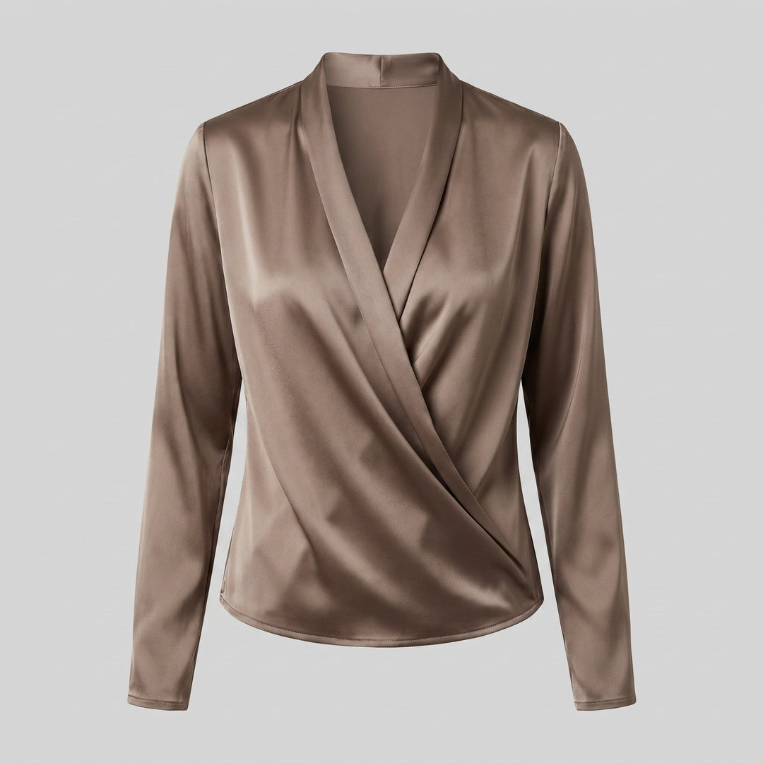 Ottavia satin wrap blouse product flat lay